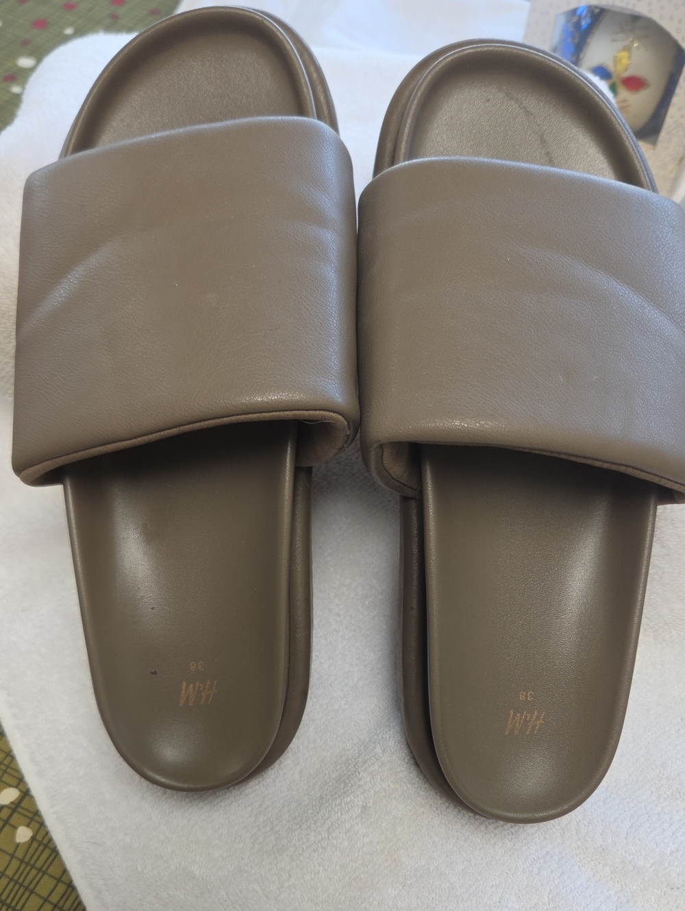 H&M Taupe Padded Slide Sandals - Women's 8
